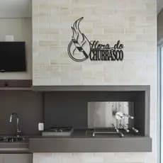 Cantinho do Churrasco Decoração Área de Churrasco Placa Decorativa Churrasqueira Quadro Decorativo Quadros Escultura para Parede Plaquinhas Decorativas Área Gourmet Decoração para Parede MDF 3mm Vazado Preto Fosco Branco Placa Personalizada