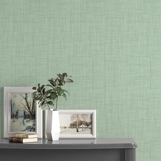 Papel de Parede Adesivo Linho Verde Lavável Autocolante Vinil Para Sala Quarto