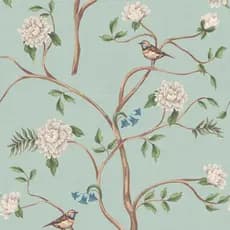 Papel de Parede Texturizado Flores e Passáros Verdes Adesivo Autocolante Lavável