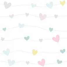 Papel de Parede Adesivo Texturizado  Infantil Corações Coloridos Taciele