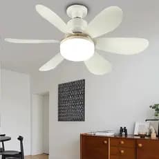 Ventilador de Teto 80W 60W Lâmpada 3 Cores E27 Silencioso Bivolt 2 em 1 Controle Remoto PREMIUM Branco