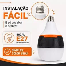 Lâmpada de Emergência LED 60W Recarregável E27 Bivolt - Até 6 Horas Ligada Após Falta de Enegia