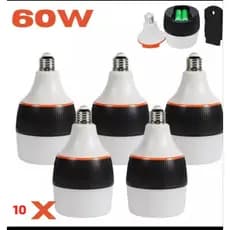 Kit 10 Lâmpadas de Emergência 60W Recarregáveis E27 Até 6 Horas Ligada Após Falta de Energia Bivolt