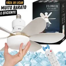 Ventilador de Teto 60W-80WLED Lâmpada Controle Remoto Luminária Economica de Energia 6 Lâminas Bivolt