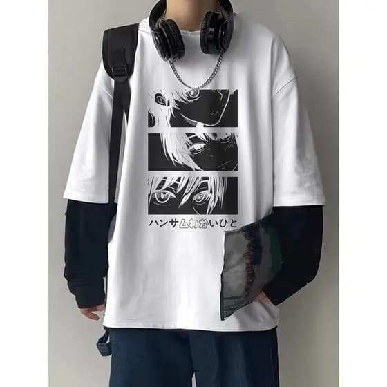 Camisa Oversized Unissex Estilosa Anime One Piece Branca Lançamento