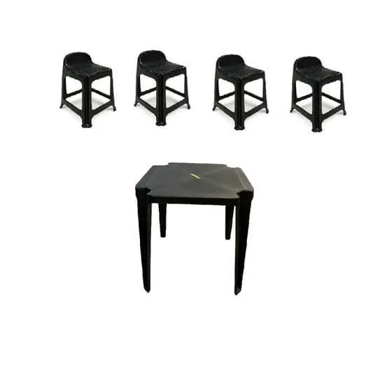 Kit 1 Mesa Monobloco Com 4 Bancos Com Encosto Banquetas Empilháveis