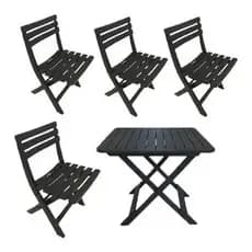 Jogo Com 1 Mesa Dobravel e Cadeira Dobravel Facil de Guardar Plastico Resistente Modelo Rustico