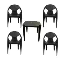 Kit Mesa Quadrada Monobloco Com Cadeiras Poltrona Diamante Estilo Moderno Reforçado