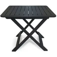 Mesa Quadrada Dobravel De Plastico Imitação da Madeira Preto Estilo Rustico