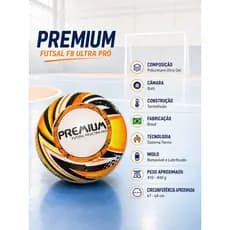 Bola Premium Futsal Termo Pu Ultra Profissional F8 Adulto