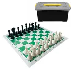 Jogos Tabuleiro Xadrez Oficial Escolar Rei 10 Cm Peças Plástica e Tabuleiro Courvin