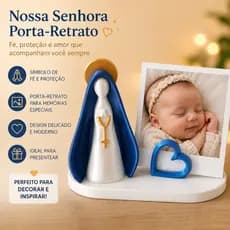 Kit Nossa Senhora Porta Retrato Polaroid Bandeja Presente Religioso