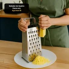 Ralador de Queijo 4 Faces Aço Inox 21cm Profissional – Ralador Multifuncional para Legumes, Verduras e Cozinha