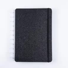 Caderno Capa Dura  Shine Disco Reposicionável Preto Grande G