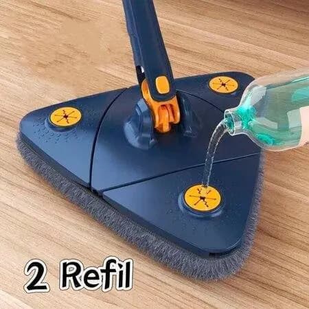 Esfregão Triangular Mop Giratório 360° - Limpa Cantos e Lugares Difíceis, Limpa Vidro, Piso e Azulejo