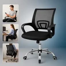 Cadeira de Escritório Ergonômica Giratória Confortável I Ajuste Altura I Home Office Encosto em Mesh Estudo I Executiva