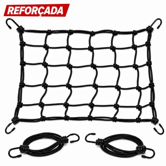 Kit Redinha Elástica Cordinha Rede Aranha Bagageiro Para Moto de Bike Reforçada Grande