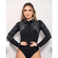 Body camisa Country/Body manga longa/Body inspiração Ana Castelo\Body de rodeio