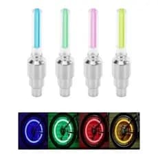 Kit 2 Bicos Pino Luz Led Luminoso Pneu Moto Bike Com Bateria