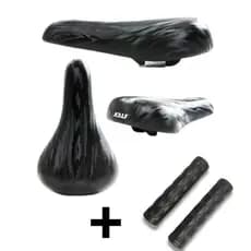 Kit Banco Selim sela kalf 307 Bike Universal + Par de Manopla mtb bike coxim aro 20,24 e 26