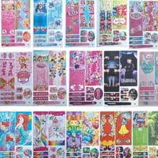 CARTELA ADESIVOS PERSONAGENS PARA BICICLETA INFANTIL BARBIE,LOL, MOANA, DIVERTIDAMENTE,WANDINHA,SKY.....