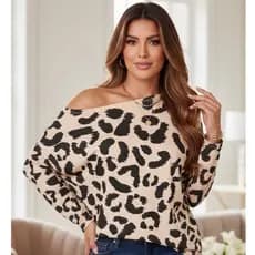 Blusa manga longa ampla feminina meia estação veste leg gola canoa ombro a ombro