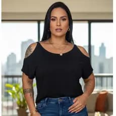 Blusa feminina ciganinha ombro a ombro alça larga gola canoa