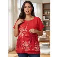Blusa Feminina Ampla Elegante Confortável Manga Curta Estampada Soltinha