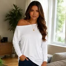 Blusa Feminina Manga Longa Ombro a Ombro Soltinha Confortável Não Marca