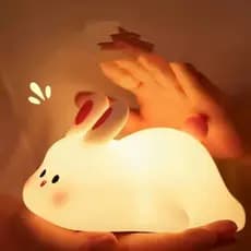 luminária de Silicone Nocturna Sensor De Touch Coelho Fofa Recarregável De USB