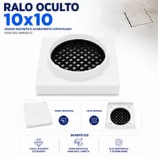 Ralo Oculto 10x10cm Invisível Inteligente Grelha Sinfonado