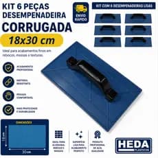 Kit com 6 Desempenadeiras 18x30 Corrugada