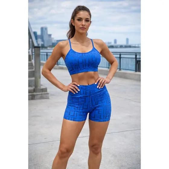 Conjunto Fitness Feminino  Top Alcinha e Shorts Sem Transparência
