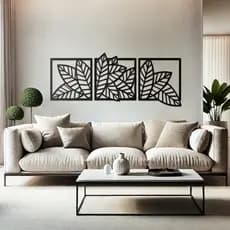 Quadro Decorativo Folhas Vazado 100% MDF 3mm Folhagens 3 peças