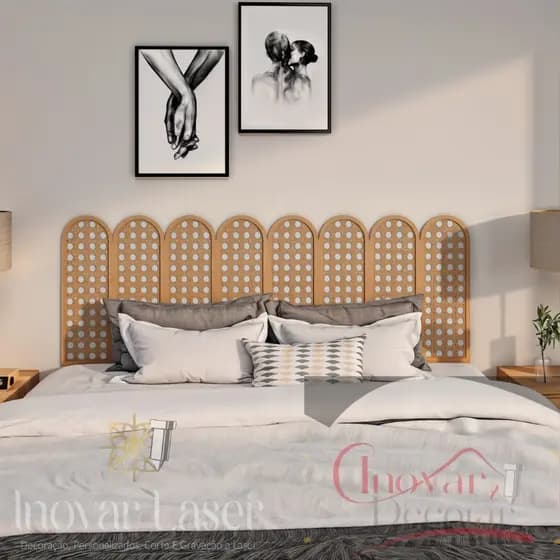 Placas Decorativas Cabeceira Modular mdf Sem Borda Varias Opções Cama Elegante e Moderna  Palhinha Indiana