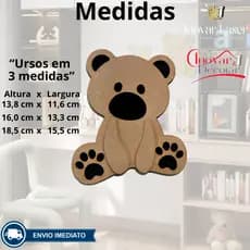 Kit 3 Urso Decorativo 3D Parede Quarto Infantil