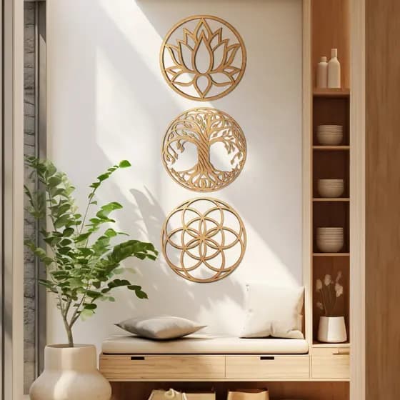 Kit 3 Mandalas Decorativas MDF 3mm Vários Tamanhos - Celebração da Vida