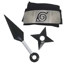 Bandana da Vila da Folha em Aço Inox + Kunai + Shuriken Naruto