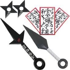 Kit com 2 Kunais + 2 Shurikens + 3 Papel Bomba