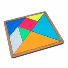 Brinquedo Educativo Tangram colorido em MDF (Madeira) 15x15cm