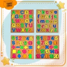 Tabuleiro Educativo Alfabeto Maiúsculas + Minúsculas + Números e Formas + Kit de Vogais e Números
