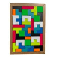 Brinquedo Educativo / Pedagógico Tetris Colorido em Madeira nas cores NEON