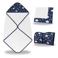 Toalha de Banho Para Bebe Trocador Portátil Fralda de Boca Ombro Kit 3 Peças Enxoval Menina Menino