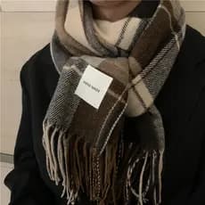 cachecol masculino inverno dos homens casal xadrez cachecol espessamento borla xadrez imitação caxemira cachecol high-end