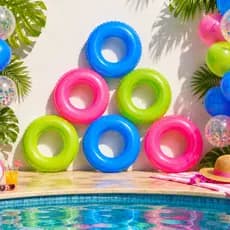 Kit 6 Boias Redonda Circular Infláveis Festa na Piscina Praia Verão 60cm Coloridas