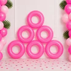Kit 5 Boias Redondas Decorativas Para Festa Piscina Inflável Infantil Coloridas Praia Piscina