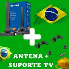 Kit Copa do Mundo Antena Digital Interna SINAL HD 4K + Suporte TV 100KG ATÉ 80 POL