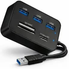 HUB 7 em 1 com 3 Portas USB 2.0 Extensor e Leitor de Cartão de Memória MS/MS PRO DUO/SD/MMC/Micro SD / M2