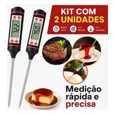 Kit 2 Termômetro Culinário Espeto Digital Cozinha Temperatura De Alimentos E Bebidas Líquidos