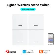 Tuya Zigbee Interruptor De Cena Inteligente Sem Fio 4 Gang 12 Modos Assistente Casa 4 Gangs Controle APP